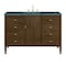 James Martin Vanities 48'' Vanity, Mid Century Walnut w/ 3 CM Parisien Bleu Quartz Top 485-V48-WLT-3PBL - alternate 1